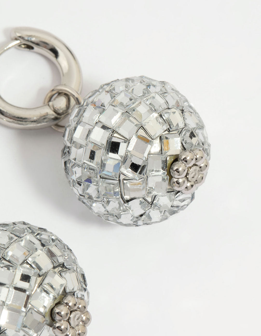 Silver Disco Ball Drop Earrings