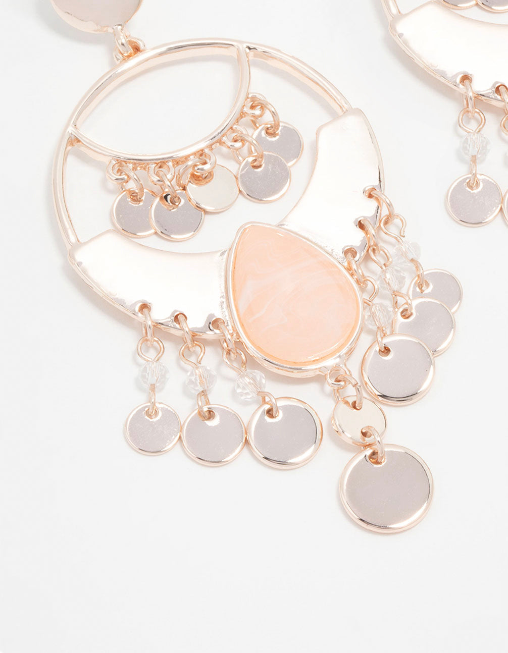 Rose Gold Bead & Disc Drop Earrings
