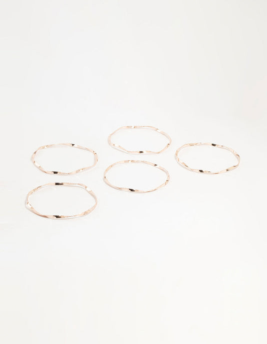Rose Gold Twisted Bangles 5-Pack