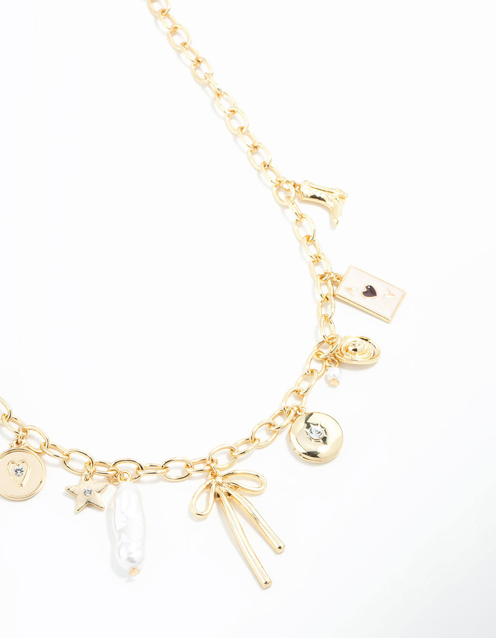 Gold Plated Bow & Star Charm Necklace