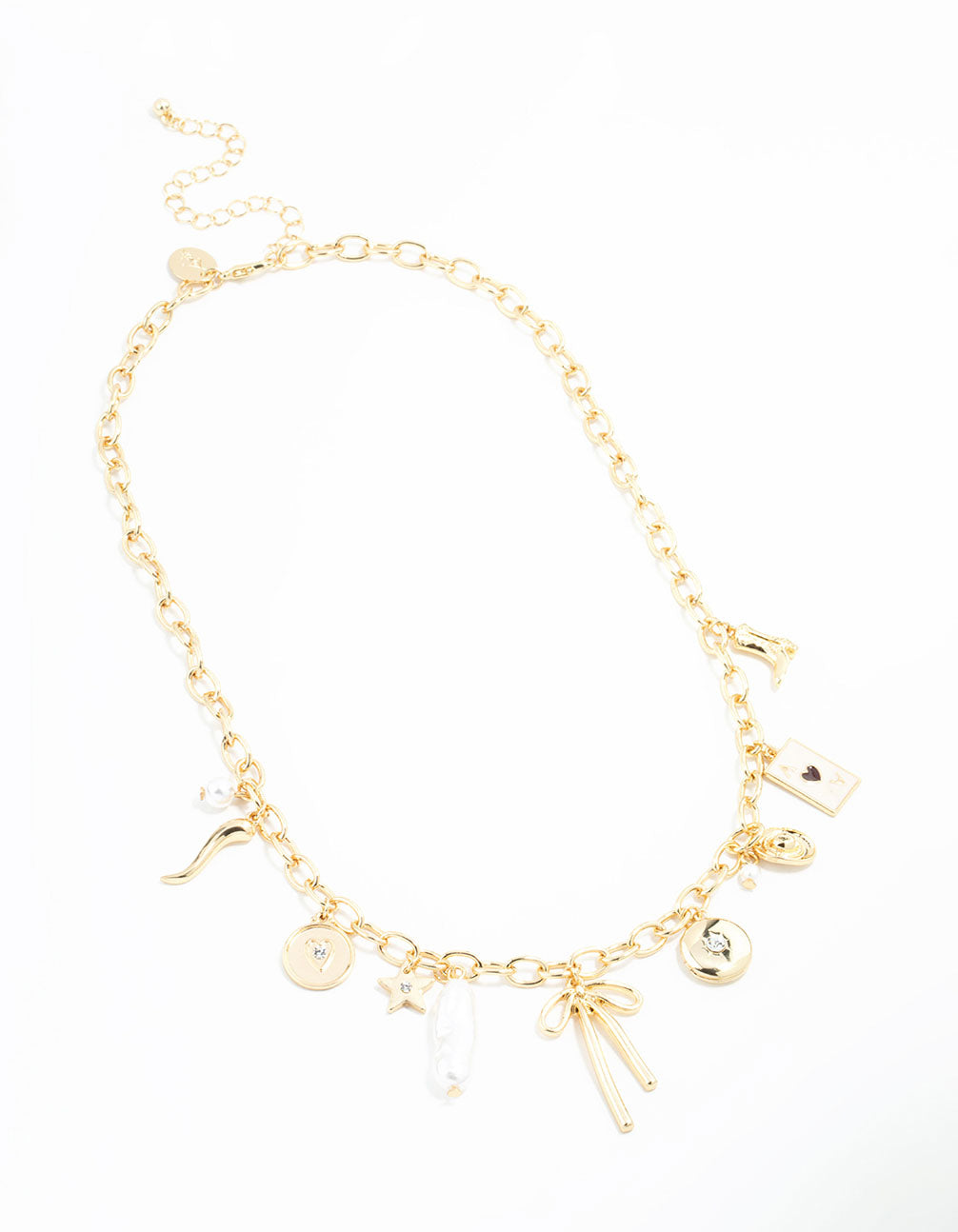 Gold Plated Bow & Star Charm Necklace