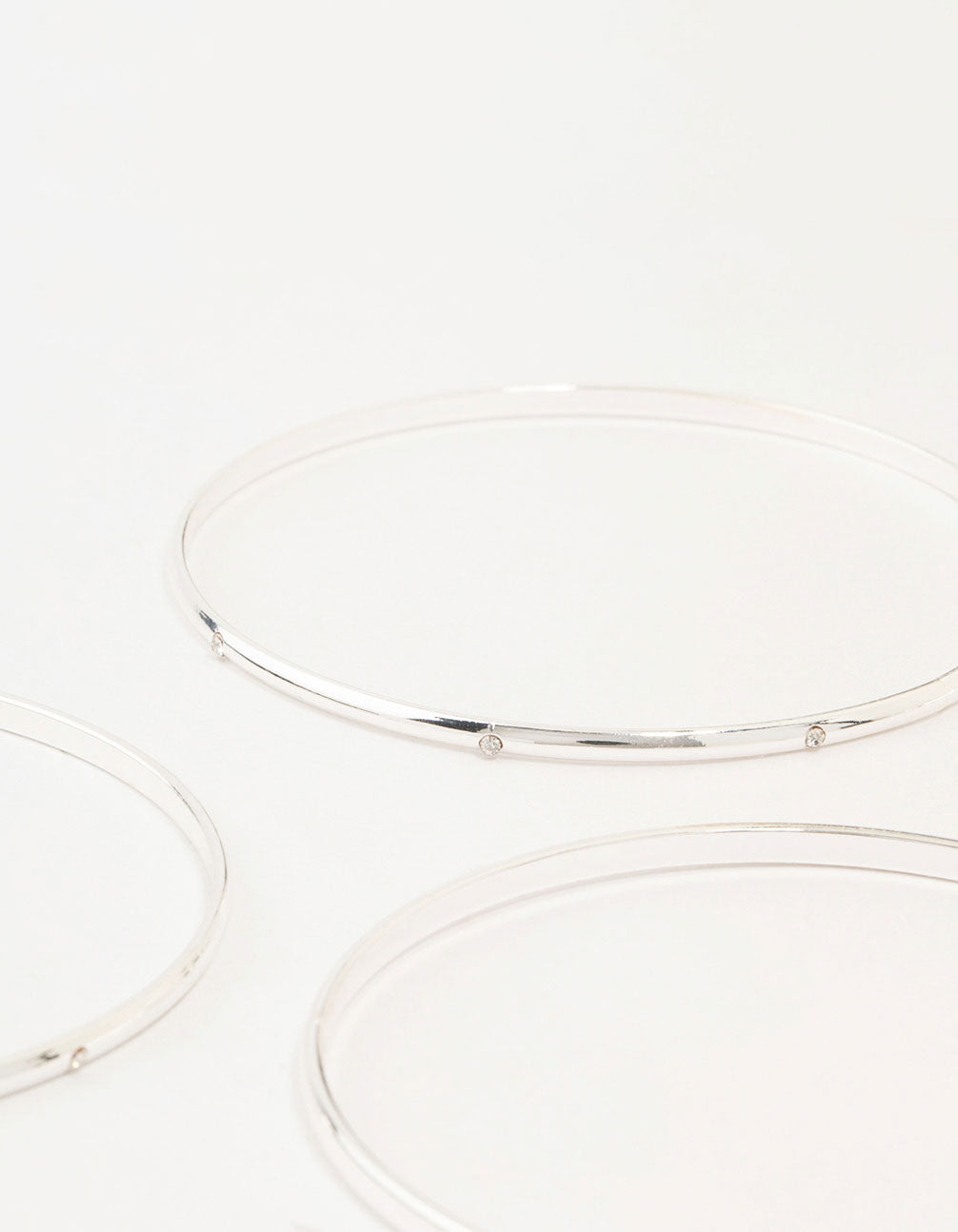 Silver Diamante Inlay & Clean Bangles 7-Pack