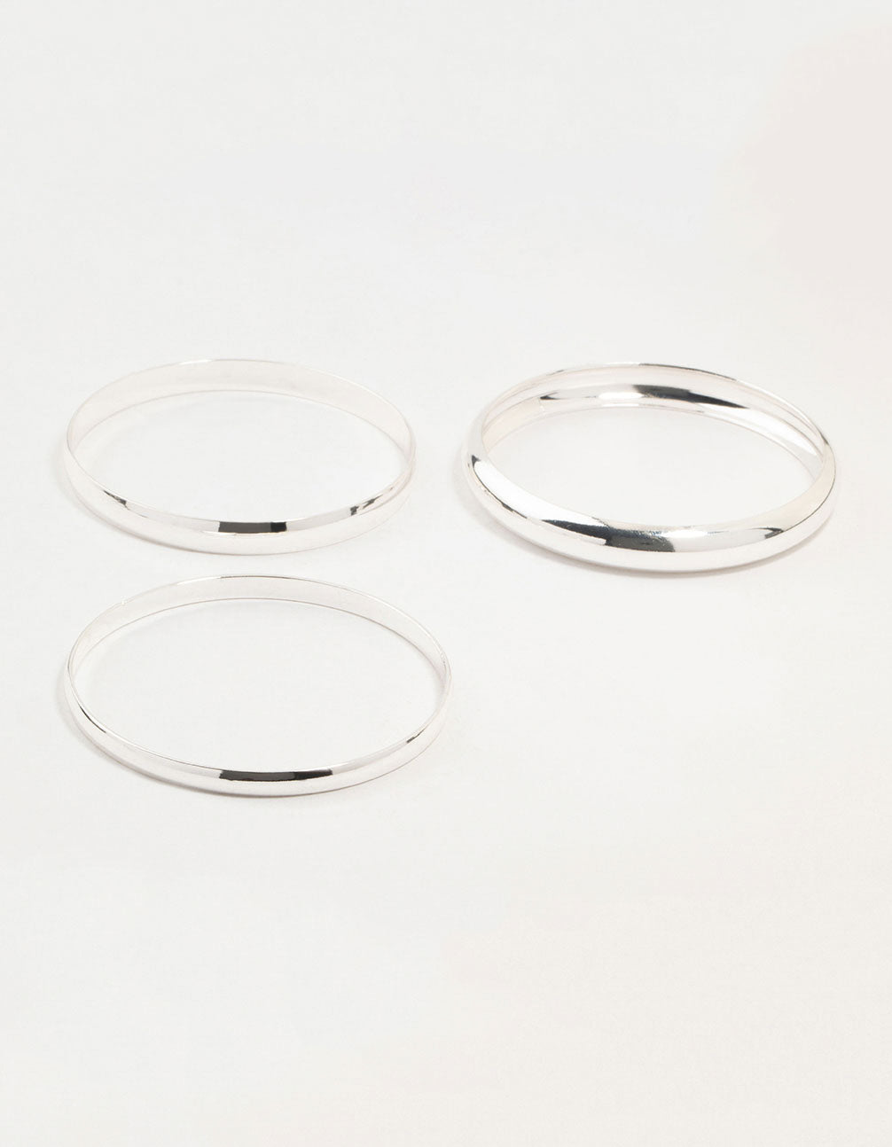 Silver Thick Bangles 3-Pack