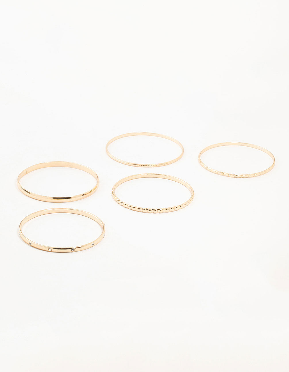 Gold Diamante & Textured Bangles 5-Pack