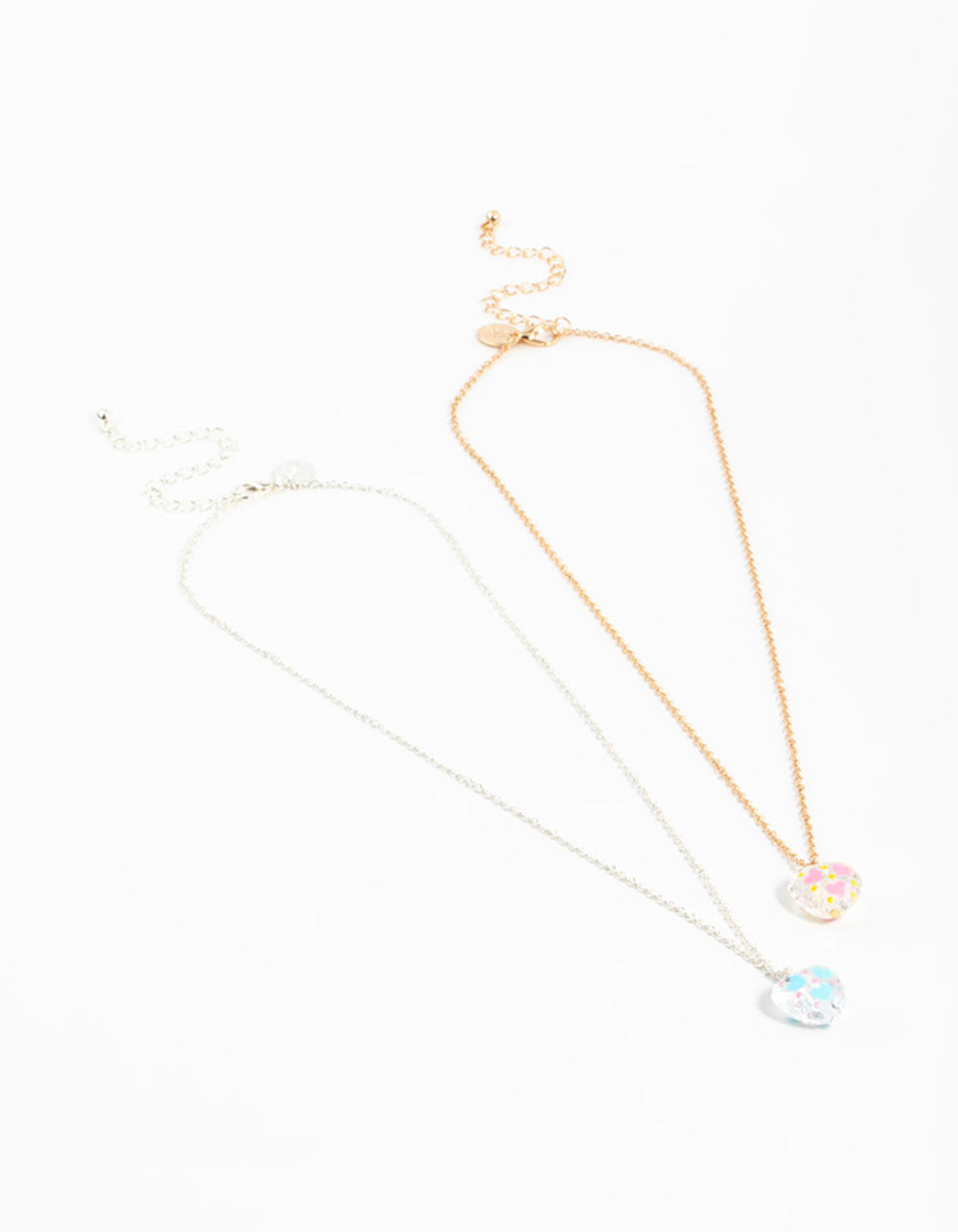 Acrylic Painted Heart Pendant Necklaces 2-Pack
