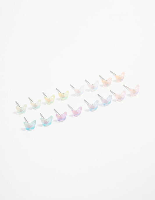 Acrylic Basic Butterfly Stud Earrings 8-Pack