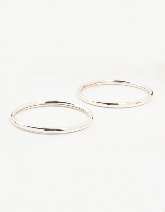 Silver Smooth Bangles 2-Pack