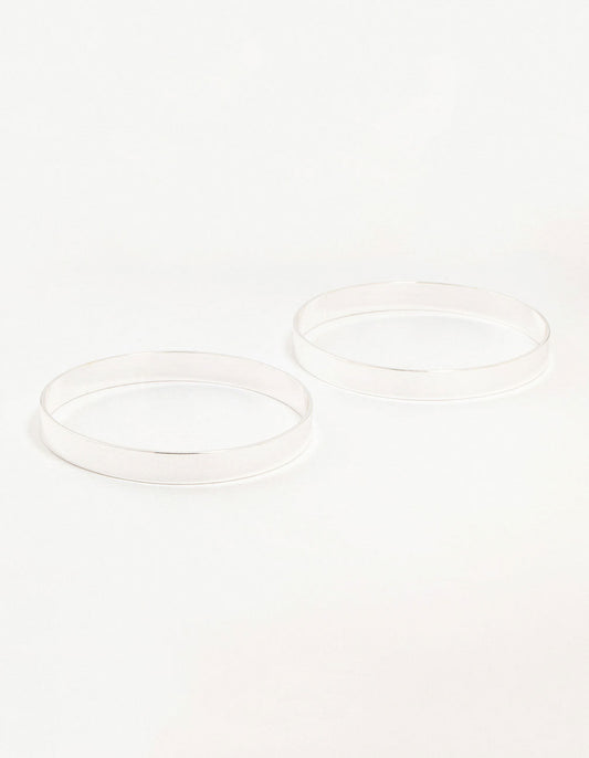Flat Silver Bangles 2-Pack