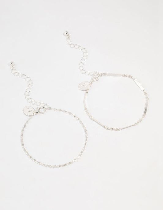 Silver Twist Tab Bracelets 2-Pack