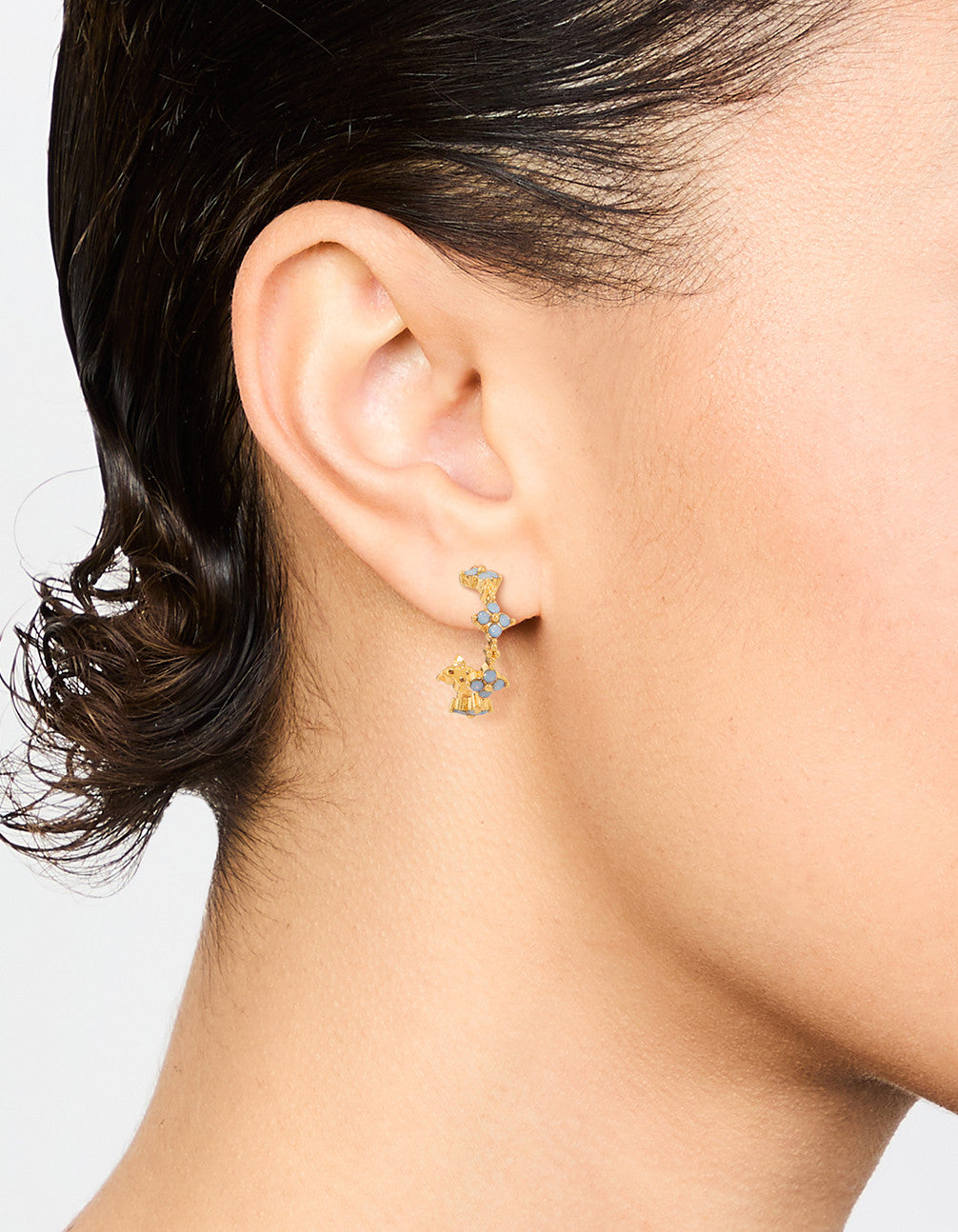 Gold Plated Cubic Zirconia Floral Hoop Earrings