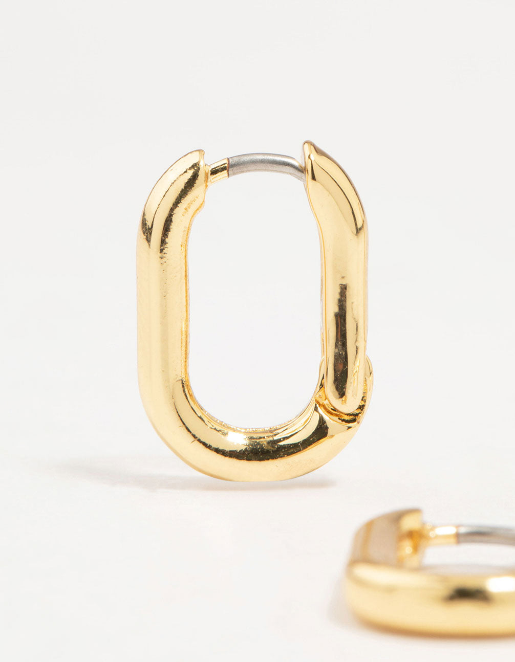 Gold Plated Enamel & Sleek Rectangular Hoop Earrings 2-Pack