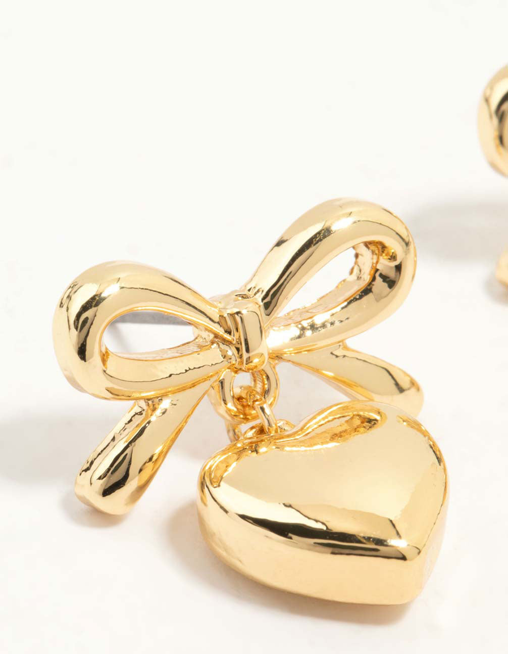 Gold Plated Bow Heart Stud Earrings