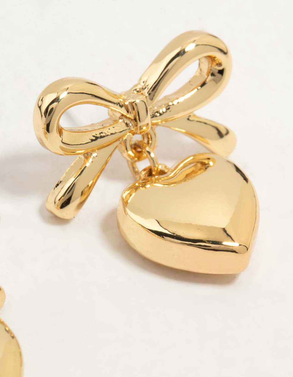Gold Plated Bow Heart Stud Earrings