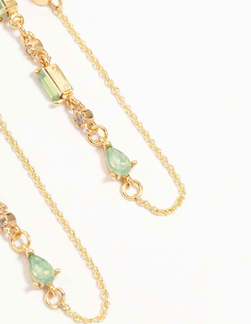 Gold Plated Cubic Zirconia Pear Huggie Earrings
