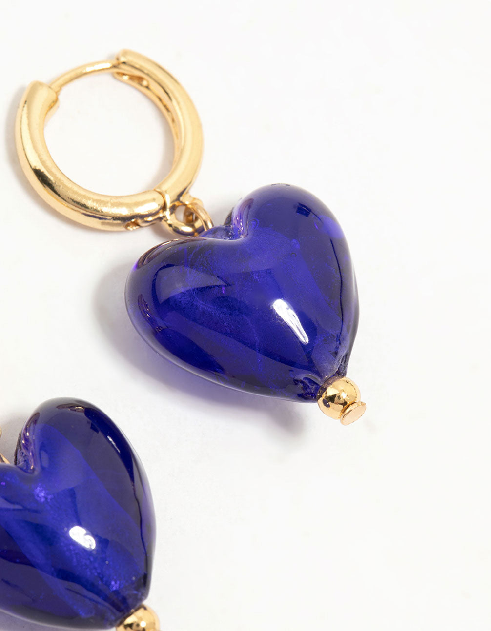 Gold Plated Glass Heart Beads Huggie Earrings