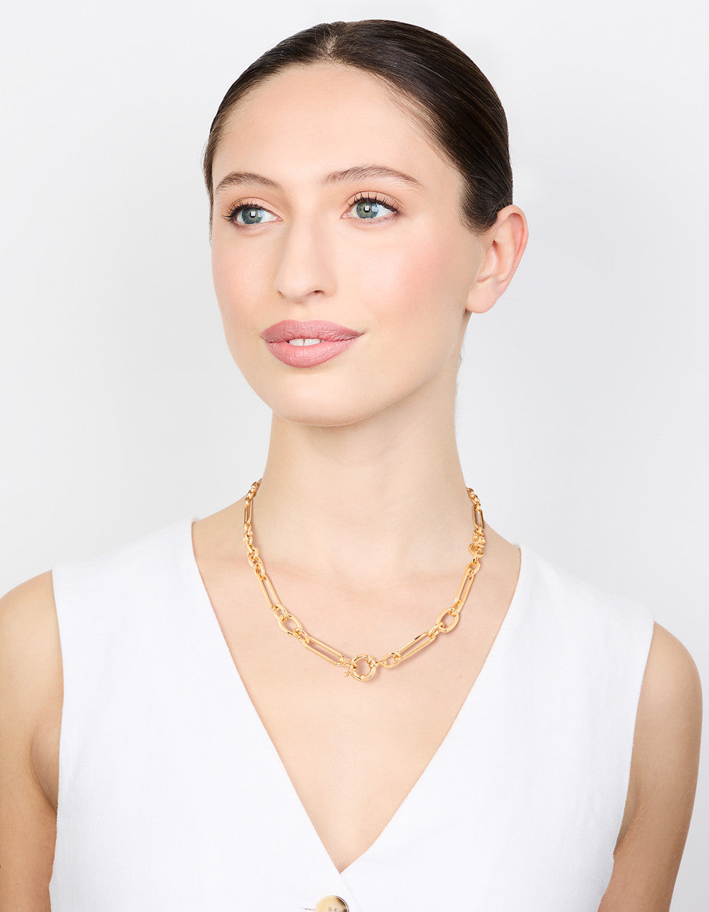 Gold Plated Mixed Link Necklace
