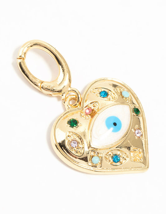 Gold Plated Evil Eye Heart Charm