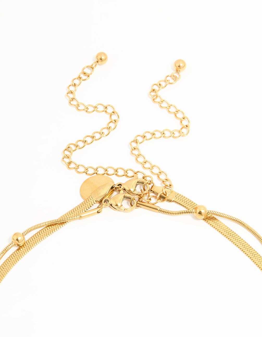 Waterproof Gold Plated Stainless Steel Ball Chain Layered Necklace