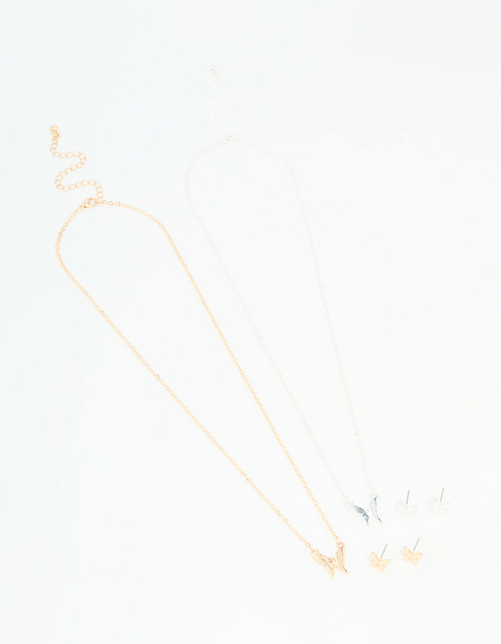 Mixed Metals Butterfly Necklace & Earrings Set