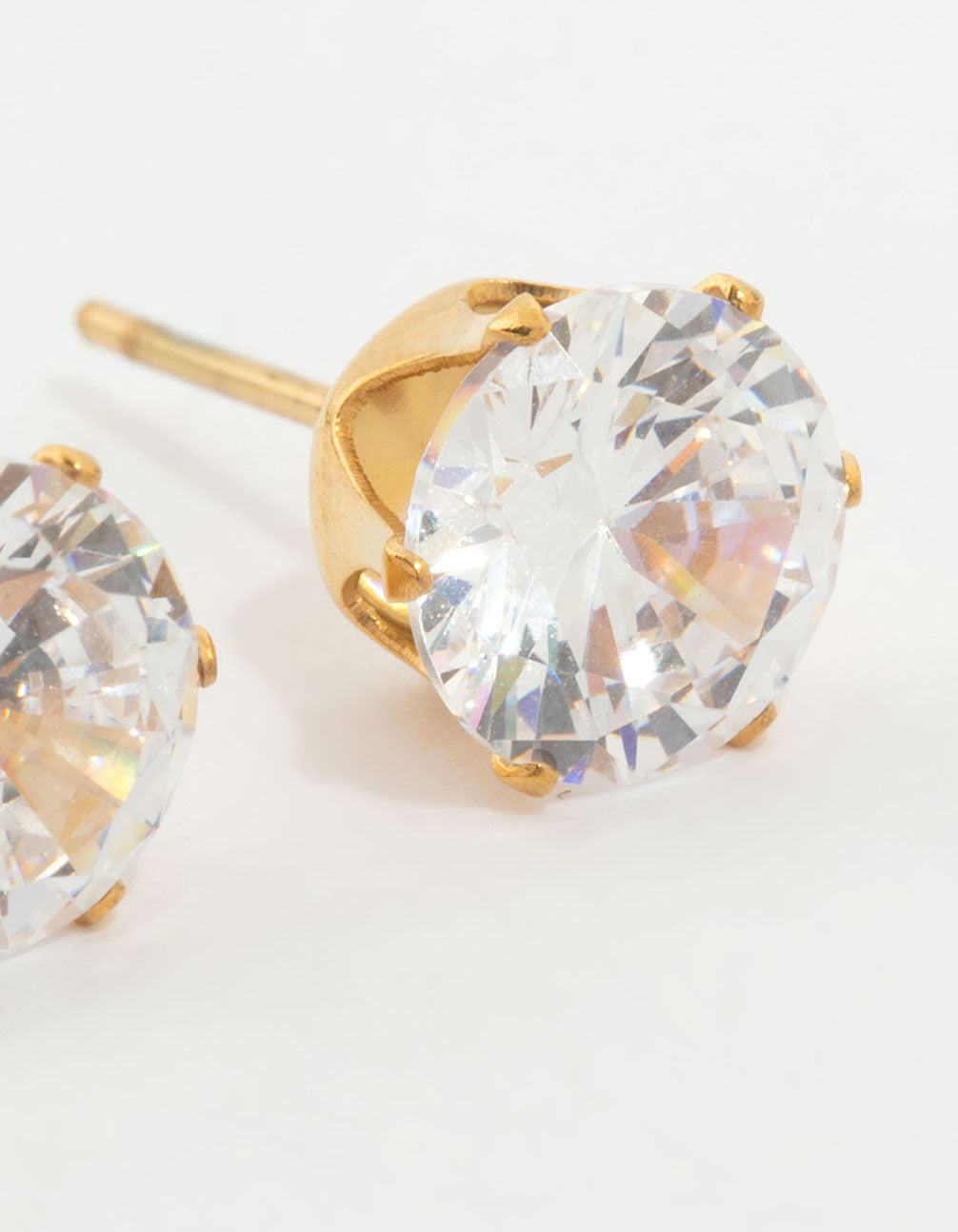 Waterproof Gold Plated Stainless Steel Cubic Zirconia Stud Earrings