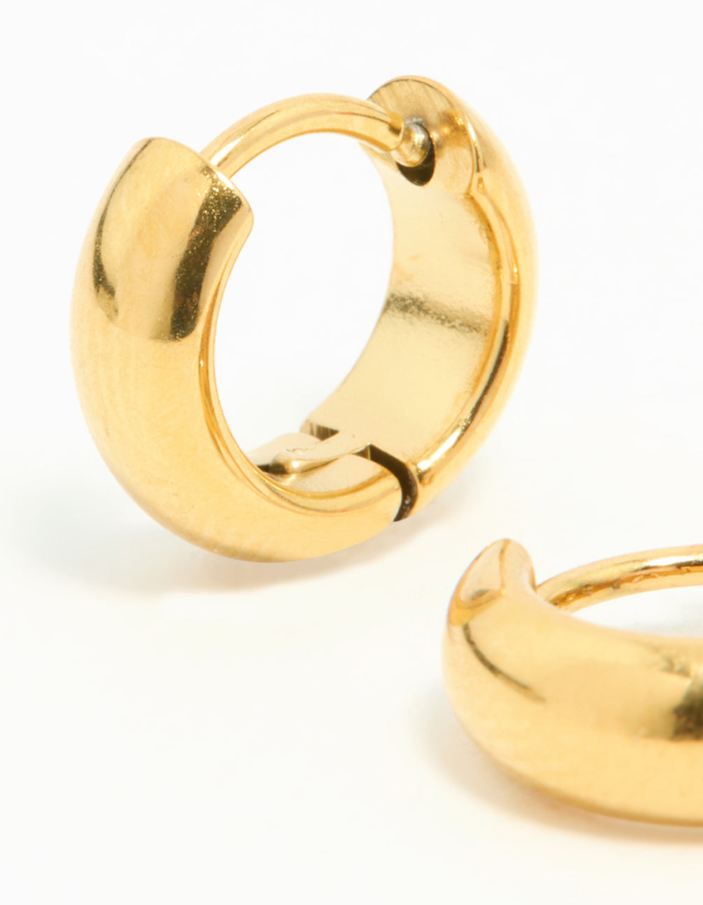 Waterproof Gold Plated Stainless Steel Chubby Huggie Earrings