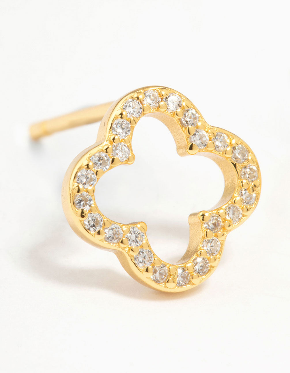 Gold Plated Sterling Silver Cubic Zirconia Flower Stud Earrings