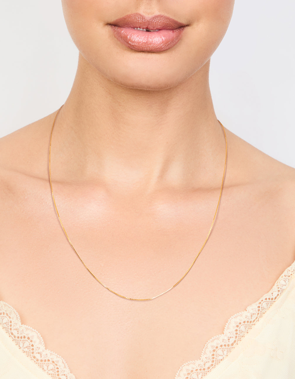 Gold Plated Sterling Silver Box Link Adjustable Necklace