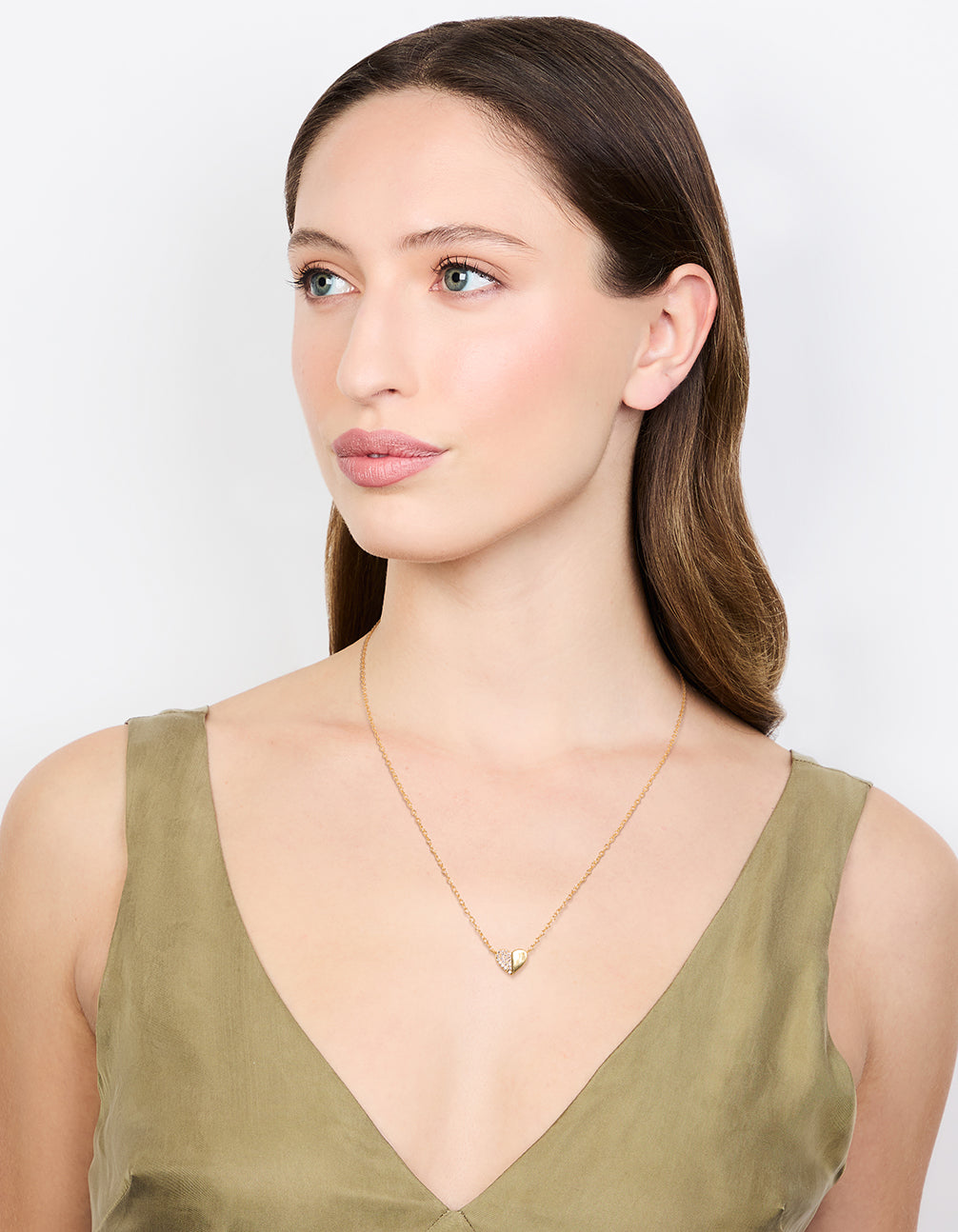Gold Plated Sterling Silver Cubic Zirconia Mini Heart Necklace