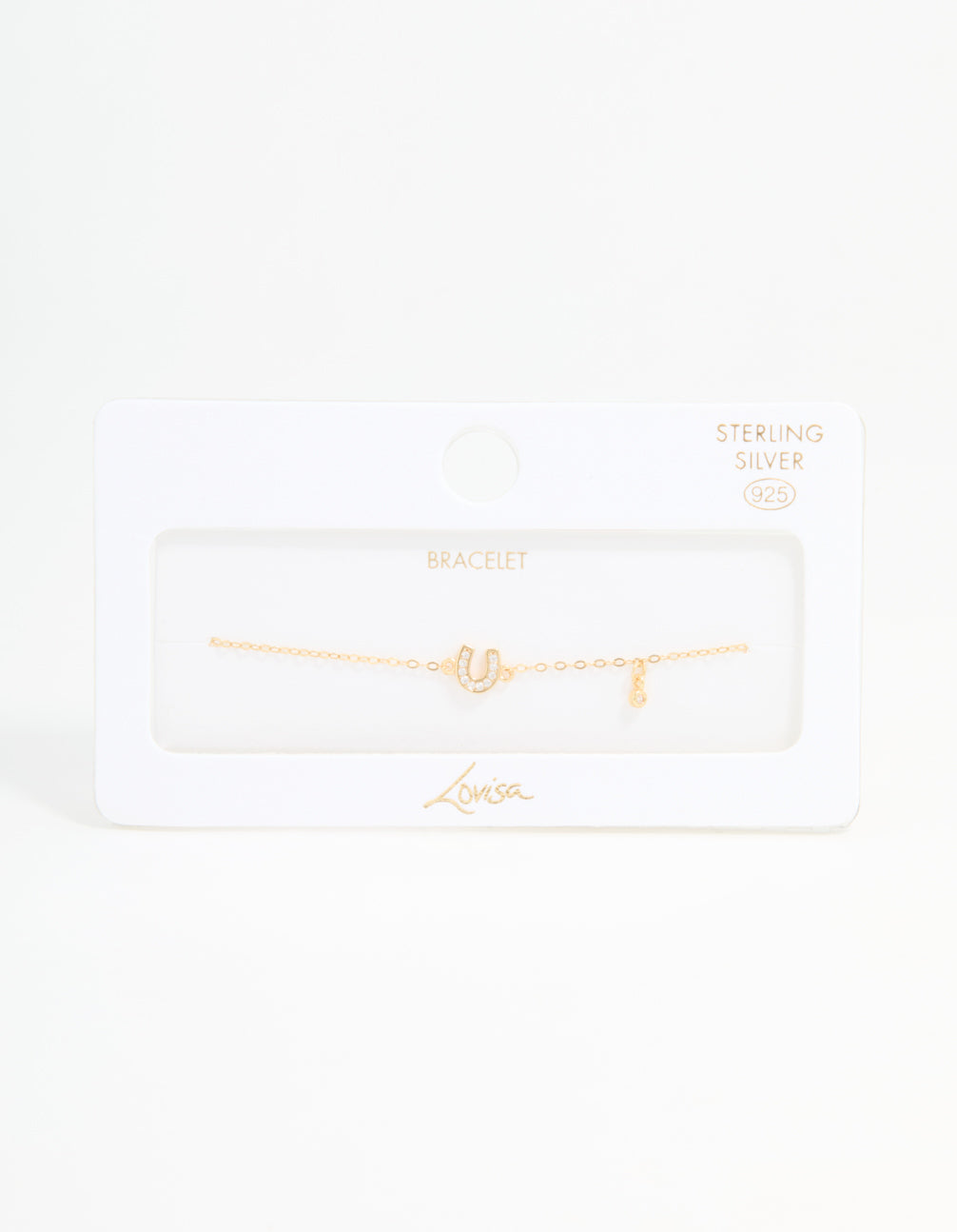 Gold Plated Sterling Silver Diamante Horseshoe Charm Bracelet