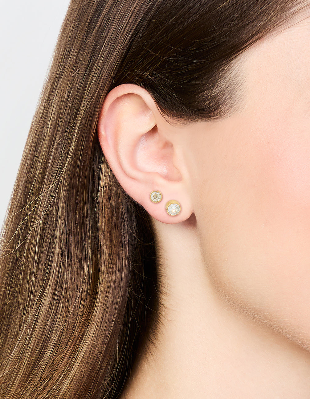 Gold Plated Surgical Steel Cubic Zirconia Bezel Stud Earrings