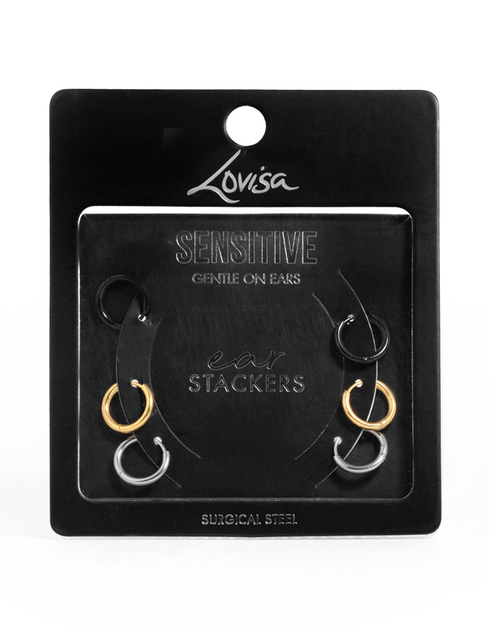 Surgical Steel Multicoloured Classic Hoop Earrings 3-Pack