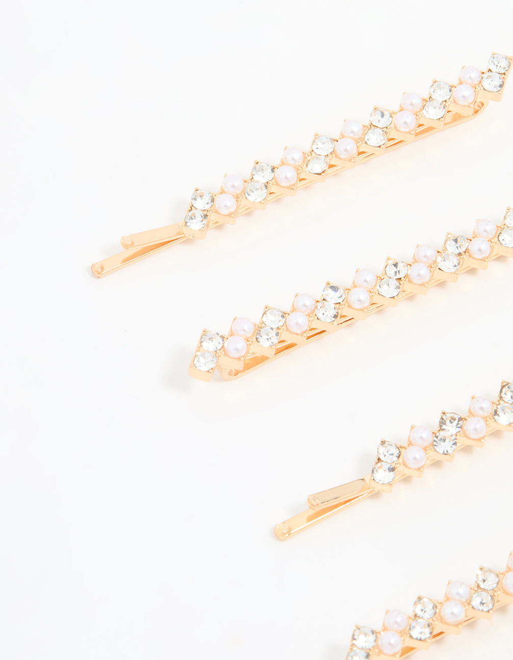 Gold Pearl Zigzag Hair Slides 4-Pack