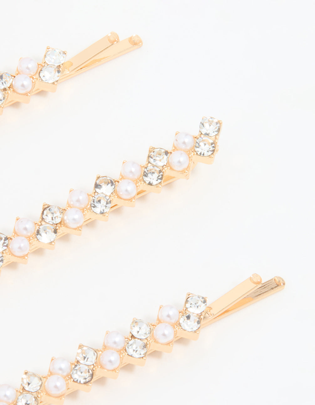 Gold Pearl Zigzag Hair Slides 4-Pack
