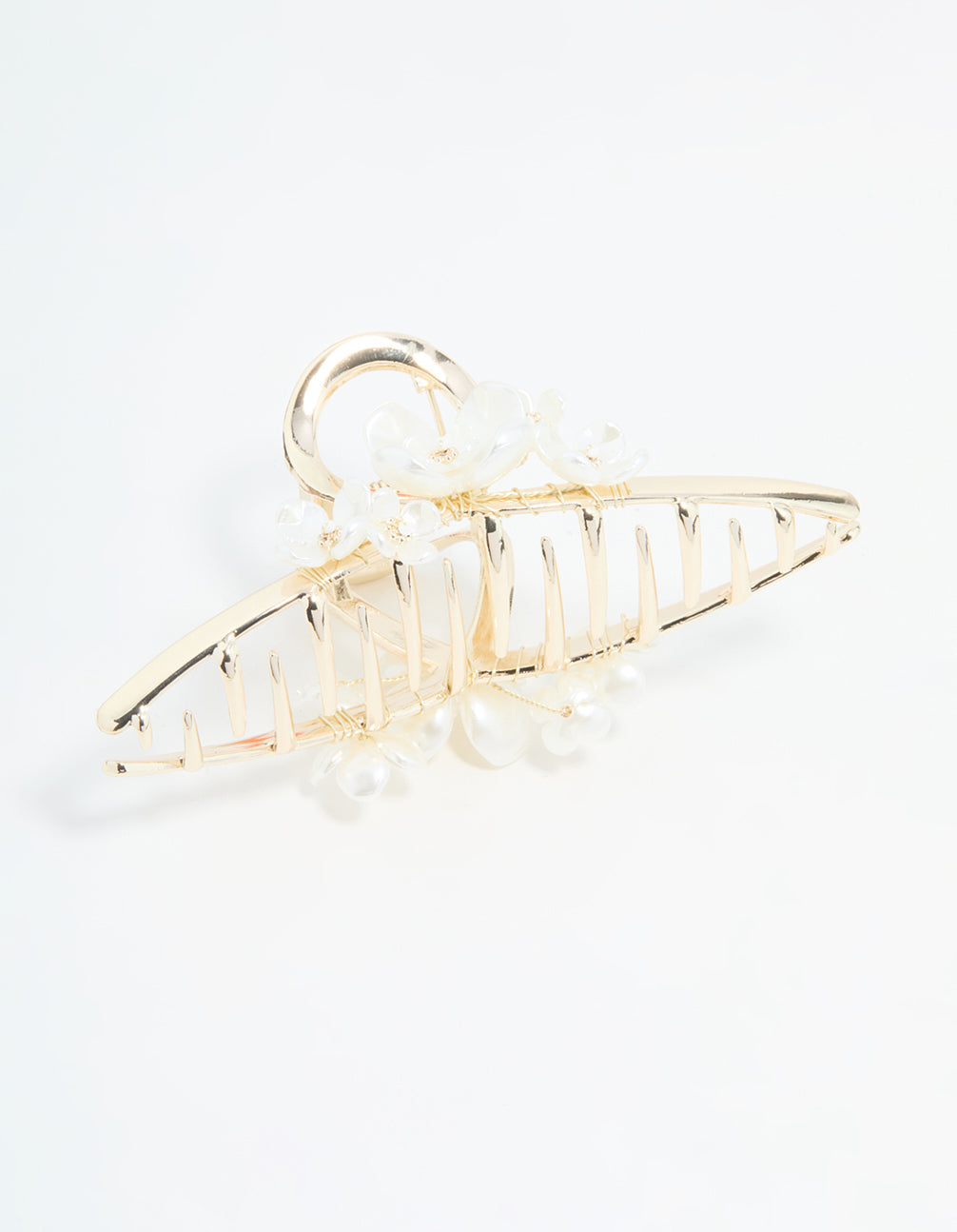 Gold Pearl Flower Cluster Claw Clip