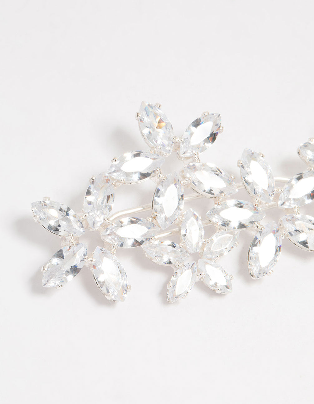 Silver Diamante Flower Cluster Hair Clip