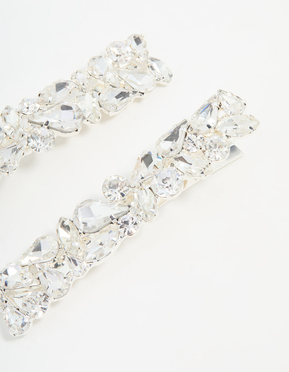 Silver Diamante Mixed Cut Hair Clips 2-Pack