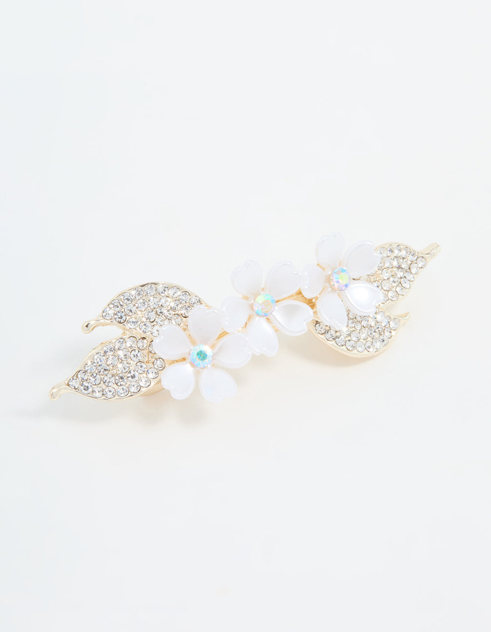 Silver Acrylic & Diamante Flower Hair Clip