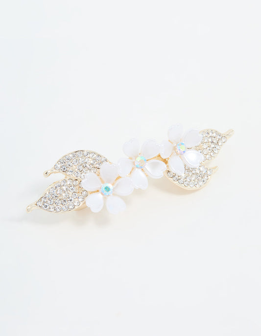 Silver Acrylic & Diamante Flower Hair Clip