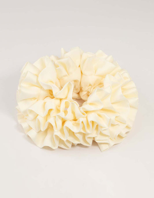 Cream Ruffle Fabric Oversized Scrunchie