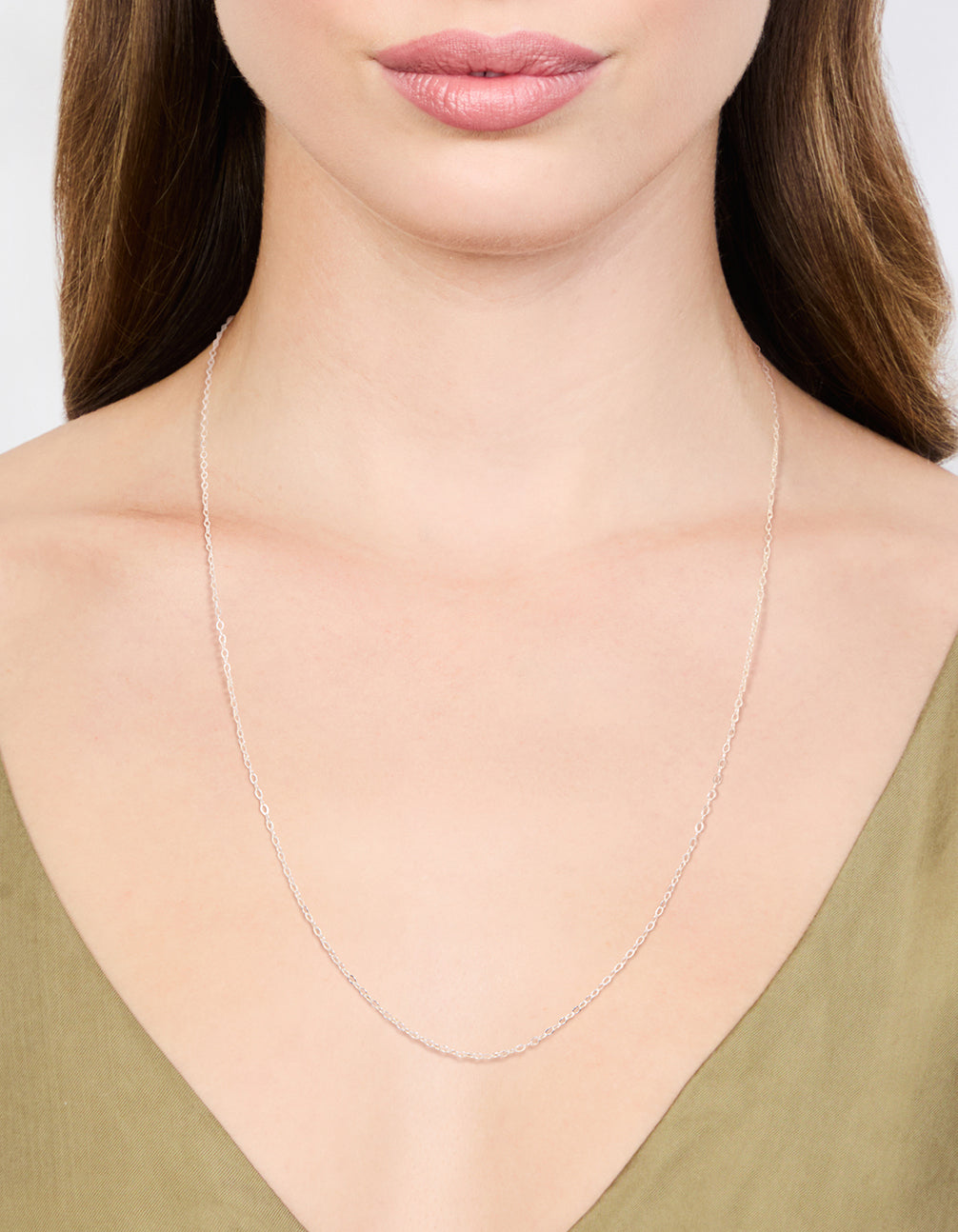 Sterling Silver Adjustable Plain Chain Necklace
