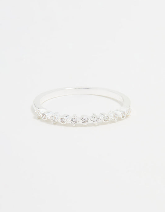 Sterling Silver Cubic Zirconia Circle Pave Ring