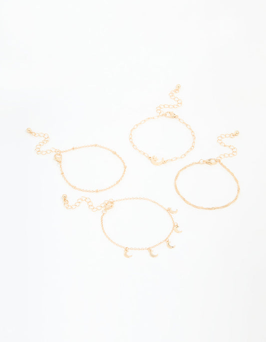 Gold Moon Celestial Bracelets 4-Pack