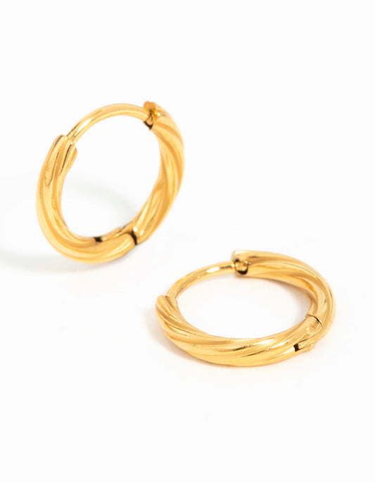 Gold Plated Surgical Steel Twisted Hoop Earrings