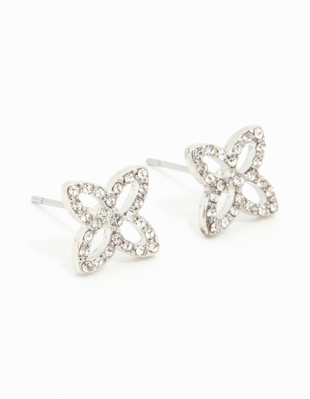 Surgical Steel Diamante Flower Stud Earrings