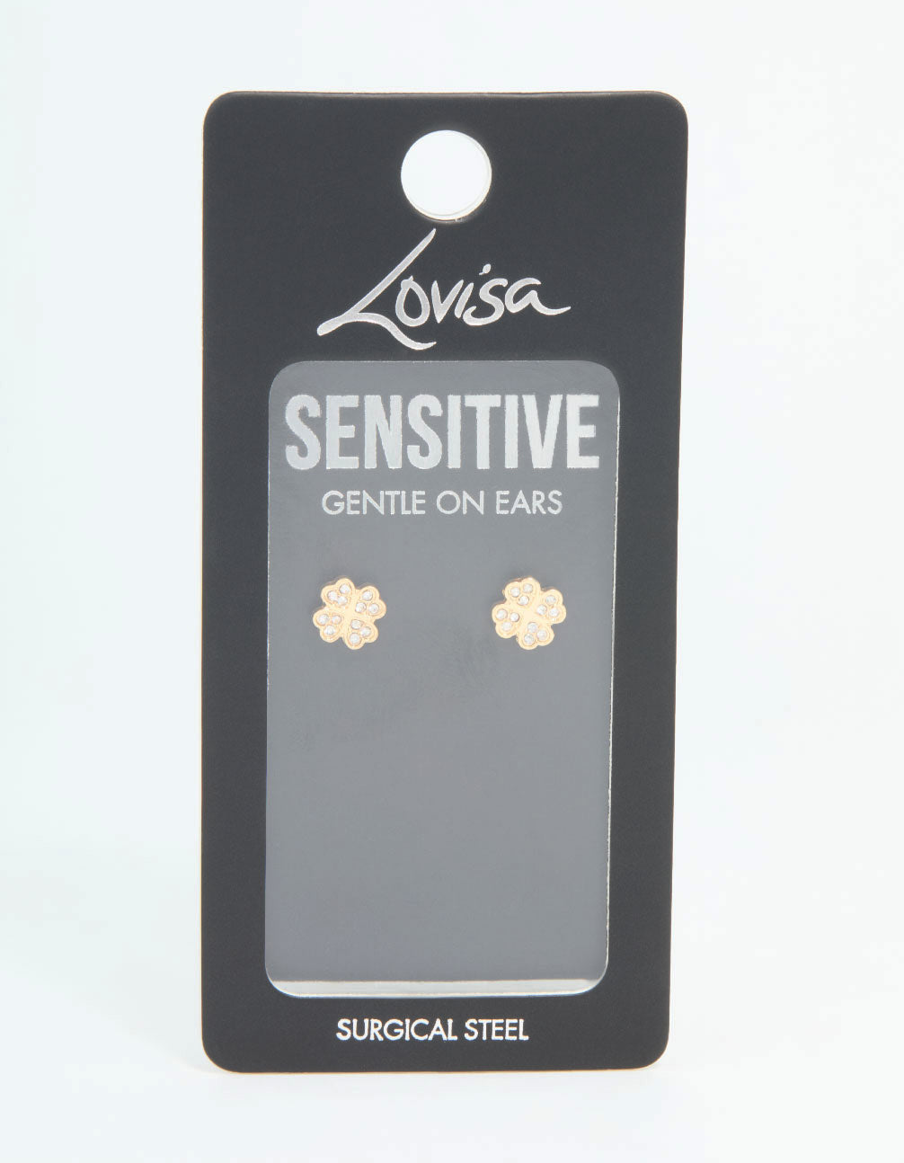 Gold Plated Surgical Steel Diamante Flower Stud Earrings