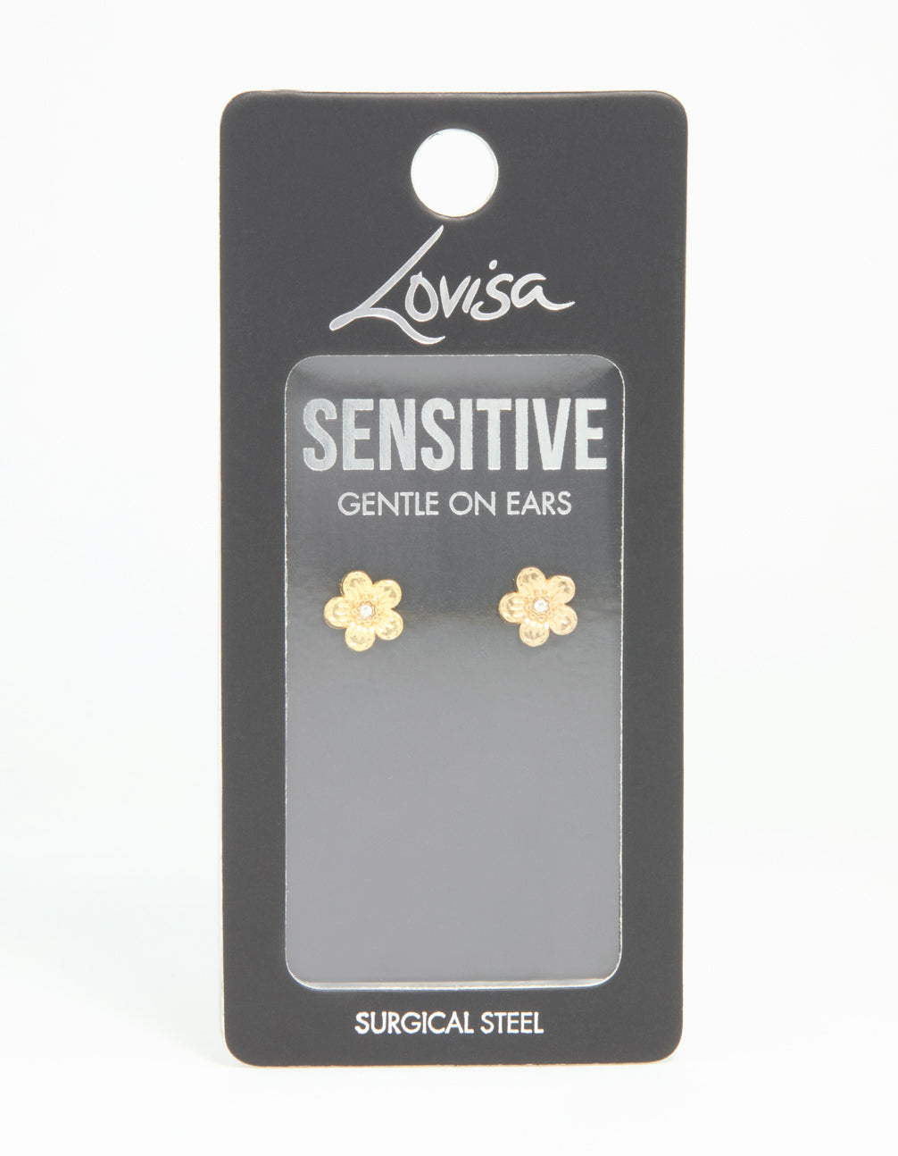 Gold Plated Surgical Steel Diamante Flower Stud Earrings