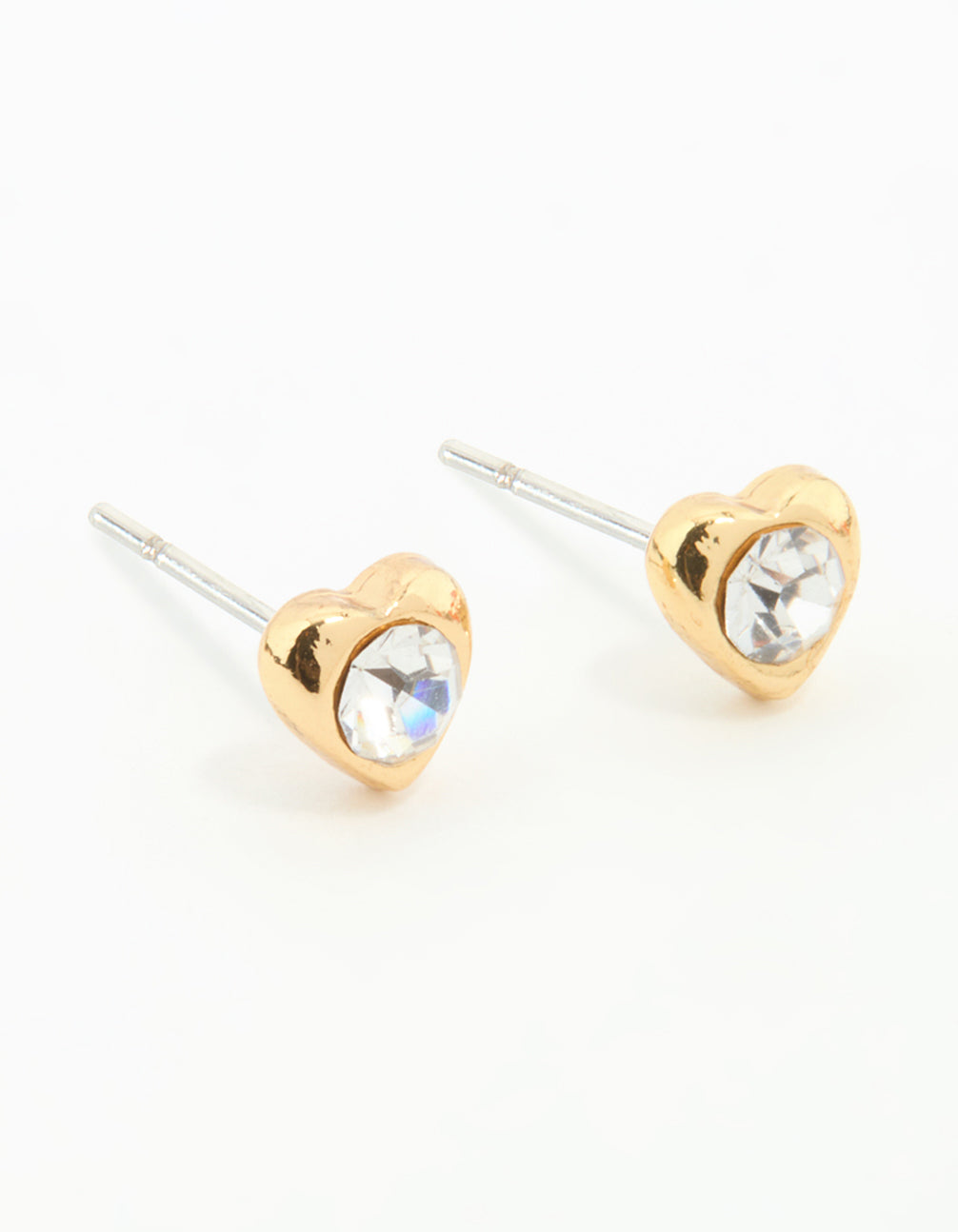 Gold Plated Surgical Steel Diamante Heart Stud Earrings