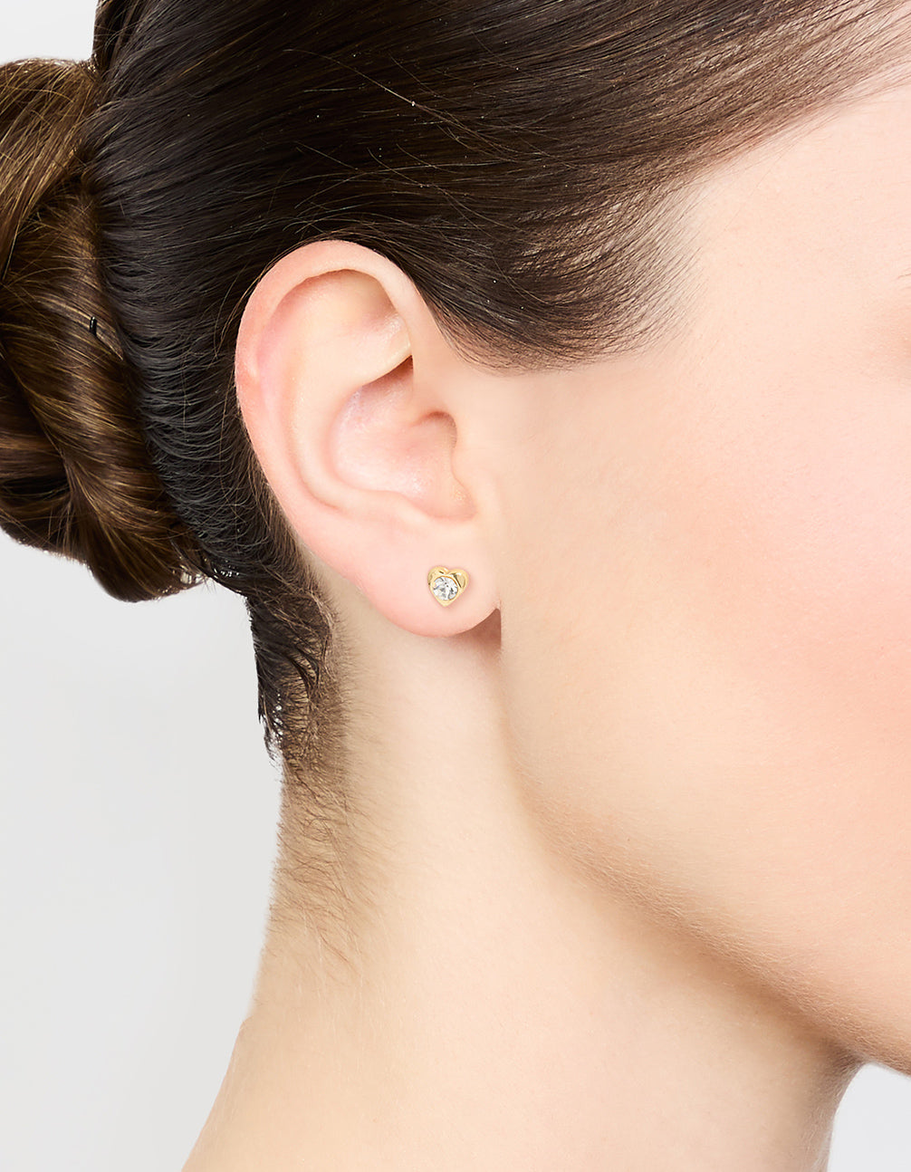 Gold Plated Surgical Steel Diamante Heart Stud Earrings