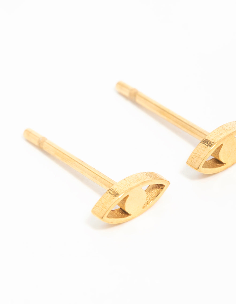 Gold Plated Surgical Steel Cubic Zirconia Eye Stud Earrings 2-Pack