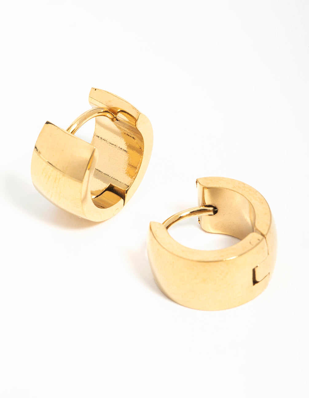 Gold Plated Surgical Steel Wide Huggie Earrings